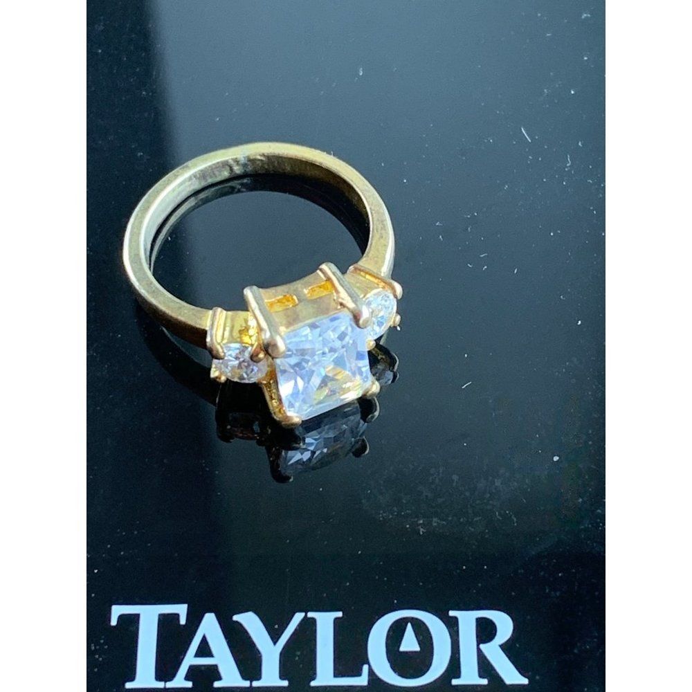 2 Carat CZ Emerald Cut Engagement Ring, with two 1/3 carat CZ brilliant cut side